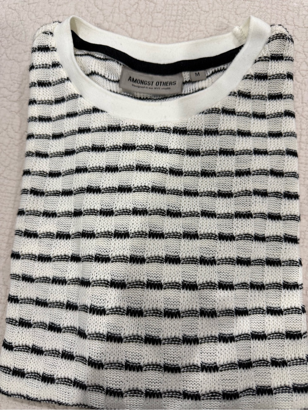 Men's White & Black Patterned Knit Sweater